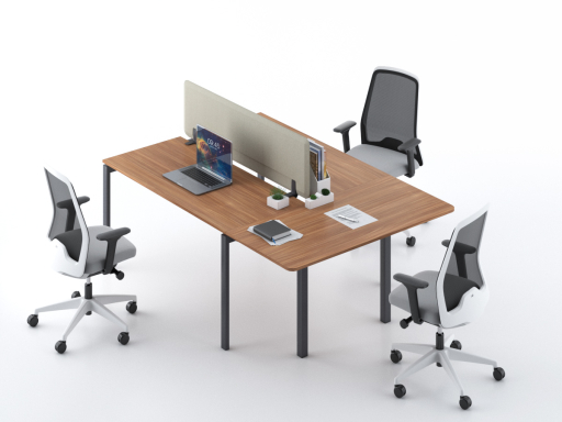 Bureau 3 personnes compact avec cloisonnette acoustique