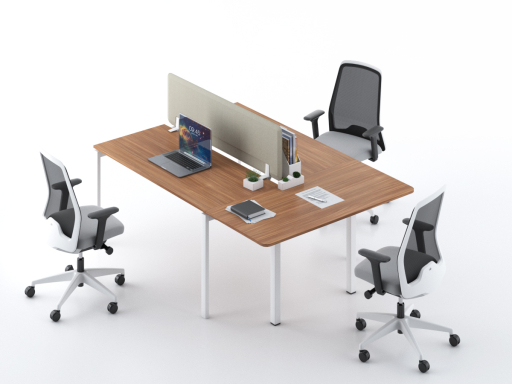 Bureau 3 personnes compact avec cloisonnette acoustique