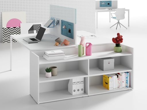 Bureau partagé 2 personnes P70 cm avec étagères