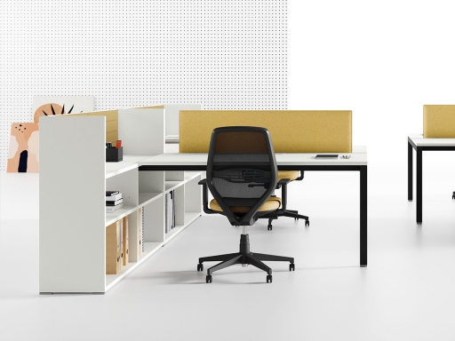 Bureau bench 2 personnes sur étagères acoustiques