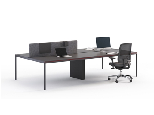 Bureau partagé 4 personnes design avec plateaux coulissants