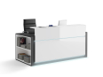 Deskono - Banque d'accueil HORIZON façade laquée avec rangement latéral