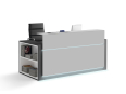 Deskono - Banque d'accueil HORIZON façade supermate avec rangement latéral