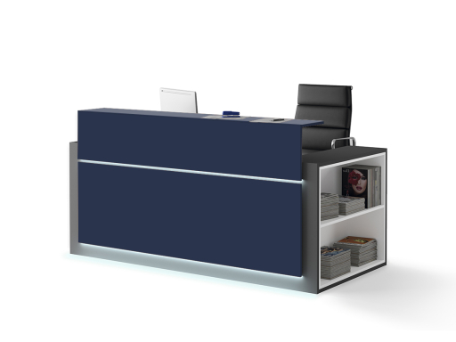 Banque d'accueil HORIZON avec rangement latéral et façade laquée