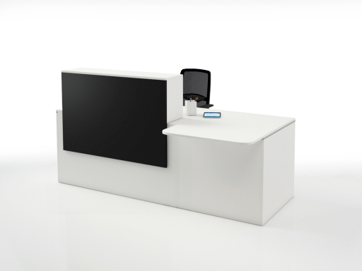 Bureau d'accueil contemporain avec poste pour personne à mobilité réduite