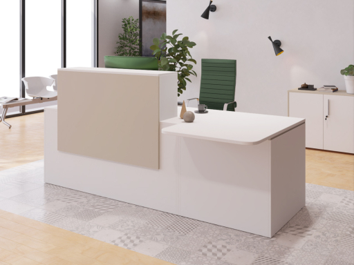 Bureau d'accueil contemporain avec poste pour personne à mobilité réduite