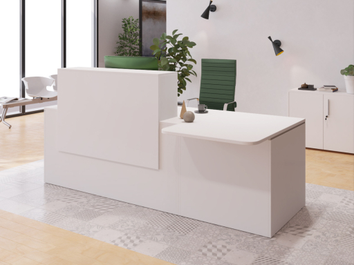 Bureau d'accueil contemporain avec poste pour personne à mobilité réduite