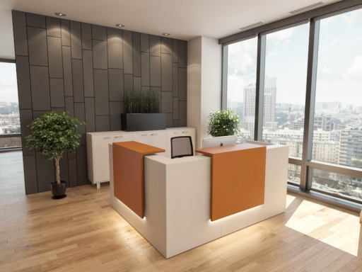 Bureau d'accueil en angle pratique