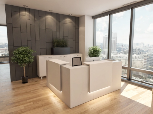 Bureau d'accueil en angle pratique