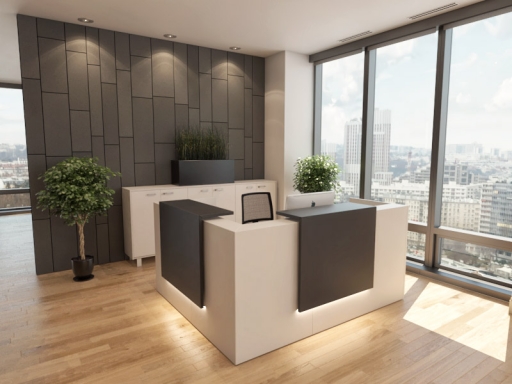 Bureau d'accueil en angle pratique