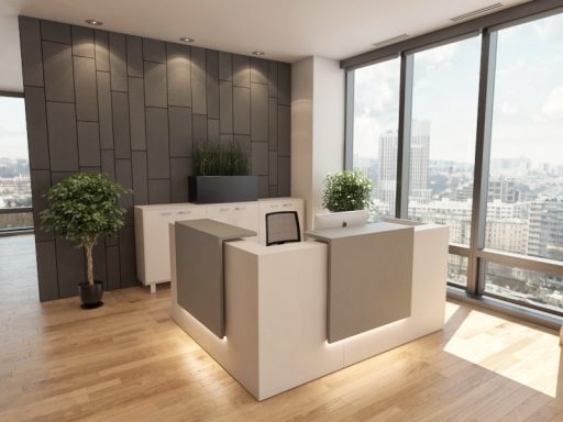 Bureau d'accueil en angle pratique