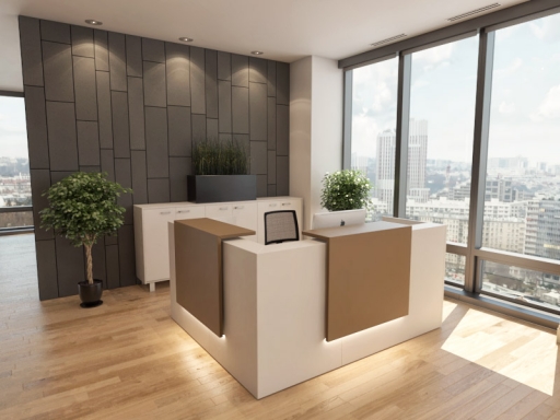 Bureau d'accueil en angle pratique