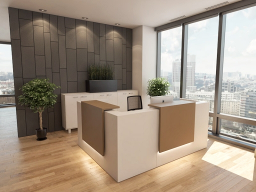 Bureau d'accueil en angle pratique