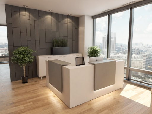 Bureau d'accueil en angle pratique