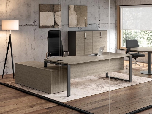 Bureau de direction en angle KELSO SQUARE avec meuble de rangement