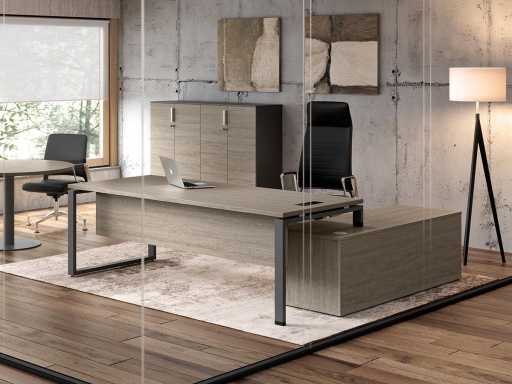 Bureau de direction en angle KELSO SQUARE avec meuble de rangement