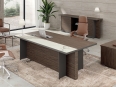 Atra - Bureau de direction en bois ELYSIUM E.1 avec insert en grès et profil