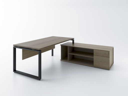 Bureau de direction en angle KELSO SQUARE avec meuble de rangement