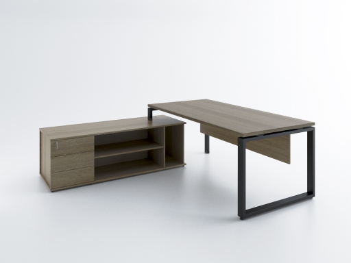 Bureau de direction en angle KELSO SQUARE avec meuble de rangement