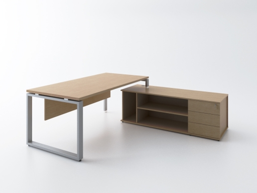 Bureau de direction en angle KELSO SQUARE avec meuble de rangement