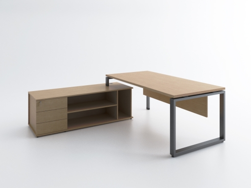 Bureau de direction en angle KELSO SQUARE avec meuble de rangement