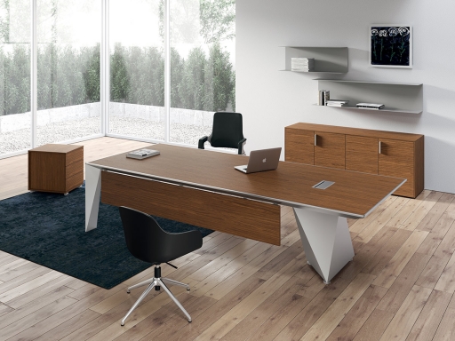 Bureau de président BOSTON en bois et aluminium