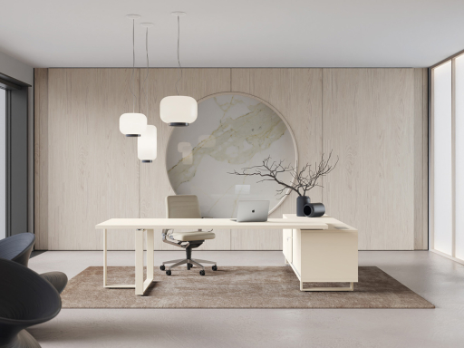 Bureau de direction avec rangement bas, fabrication italienne