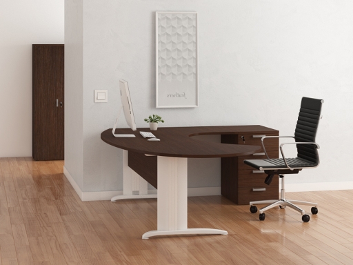 Bureau de direction Compact ovale avec caisson