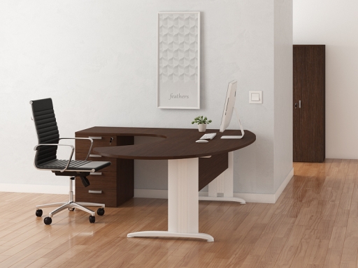 Bureau de direction Compact ovale avec caisson