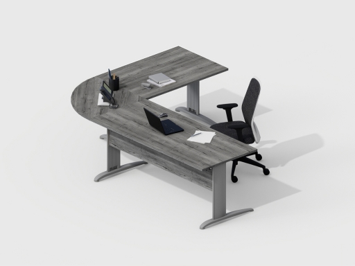 Bureau avec retour DESKISSIMO, gamme CORPORATE. Fabriqué en ESPAGNE.