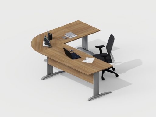 Bureau avec retour DESKISSIMO, gamme CORPORATE. Fabriqué en ESPAGNE.