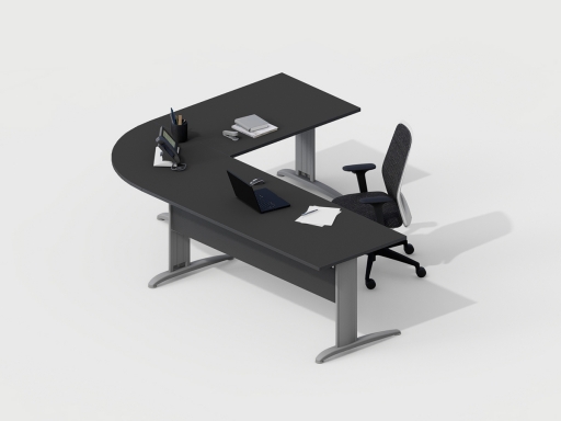 Bureau avec retour DESKISSIMO, gamme CORPORATE. Fabriqué en ESPAGNE.