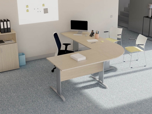 Bureau avec retour DESKISSIMO, gamme CORPORATE. Fabriqué en ESPAGNE.