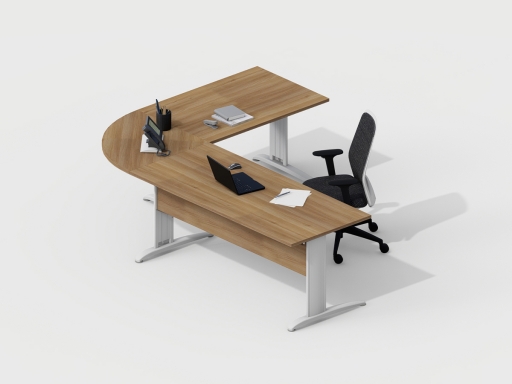 Bureau avec retour DESKISSIMO, gamme CORPORATE. Fabriqué en ESPAGNE.