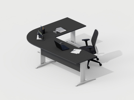 Bureau avec retour DESKISSIMO, gamme CORPORATE. Fabriqué en ESPAGNE.