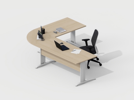 Bureau avec retour DESKISSIMO, gamme CORPORATE. Fabriqué en ESPAGNE.
