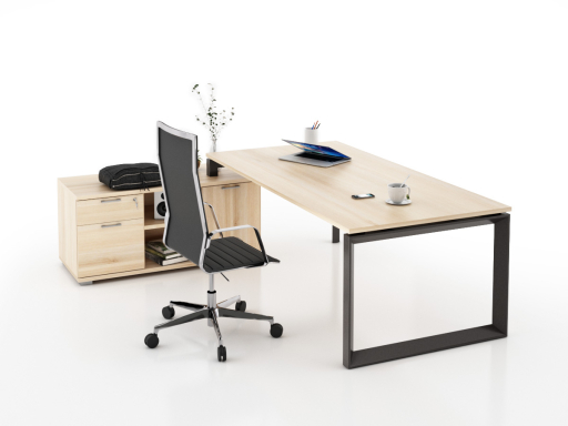 Bureau d'angle pour direction avec rangement et caisson