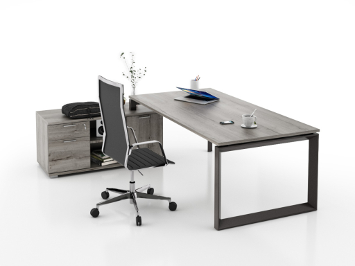 Bureau d'angle pour direction avec rangement et caisson