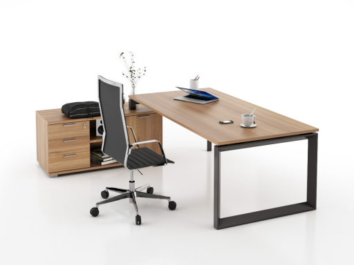 Bureau d'angle pour direction avec rangement et caisson