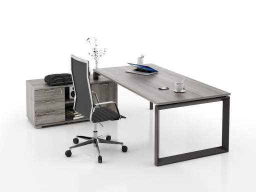 Bureau d'angle pour direction avec rangement et caisson