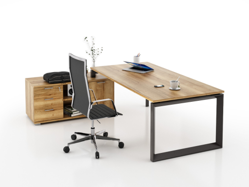 Bureau d'angle pour direction avec rangement et caisson