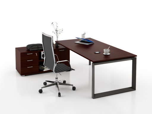 Bureau d'angle pour direction avec rangement et caisson