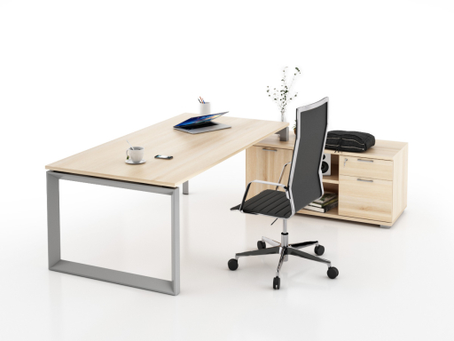 Bureau d'angle pour direction avec rangement et caisson
