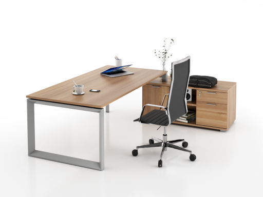 Bureau d'angle pour direction avec rangement et caisson