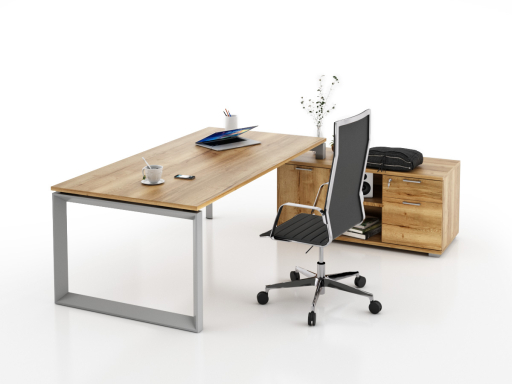 Bureau d'angle pour direction avec rangement et caisson