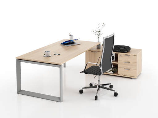 Bureau d'angle pour direction avec rangement et caisson