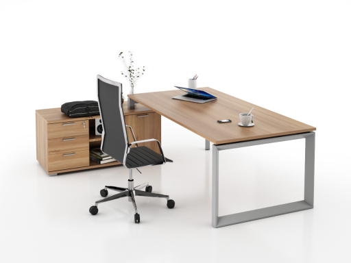Bureau d'angle pour direction avec rangement et caisson