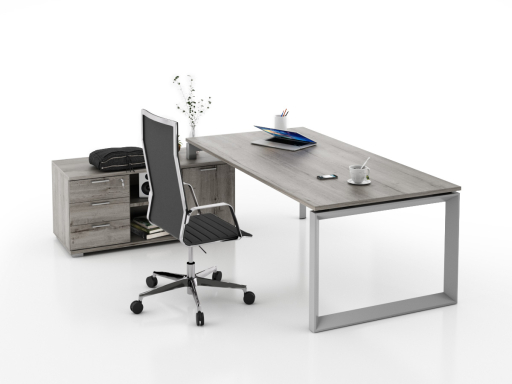 Bureau d'angle pour direction avec rangement et caisson