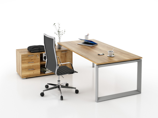 Bureau d'angle pour direction avec rangement et caisson