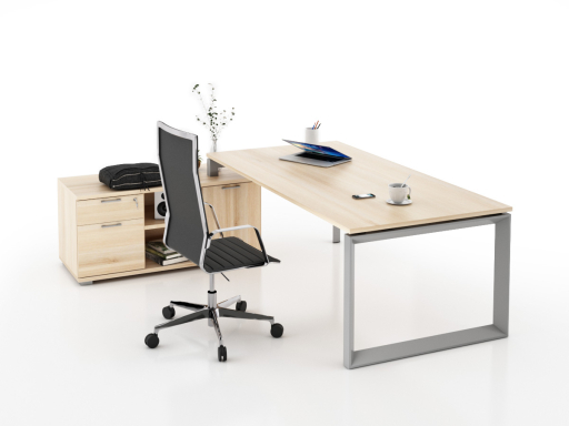 Bureau d'angle pour direction avec rangement et caisson